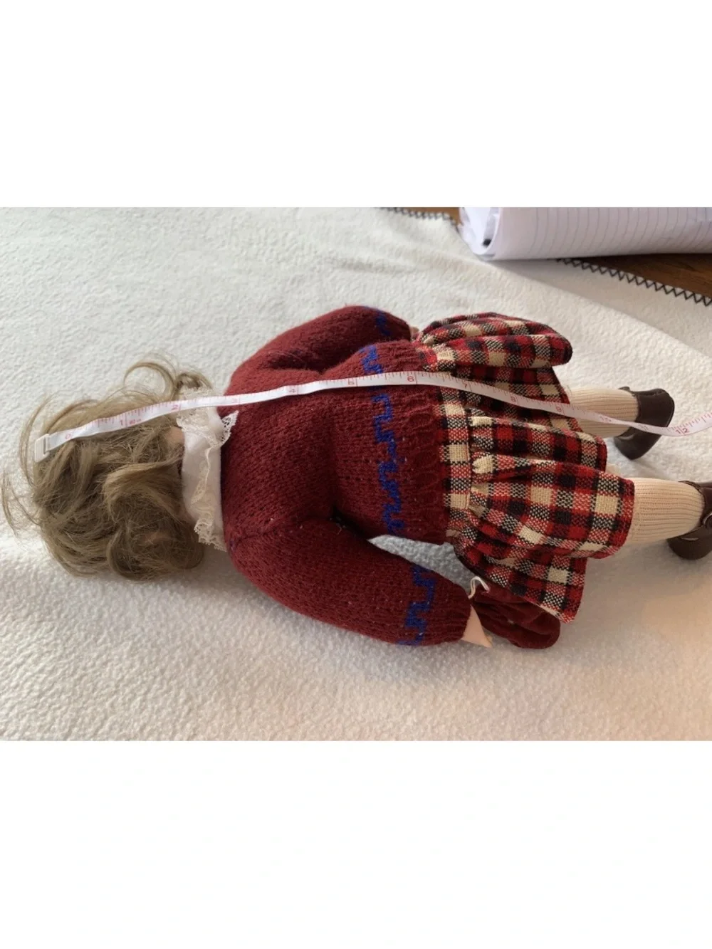 Vintage Heritage Mint 1992 Porcelain Girl Doll, Winter 12” Sweater With Geese